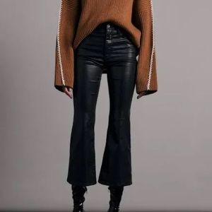 Rag & bone Casey coated black high-rise ankle flare jeans